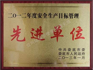 2021年度安全生產(chǎn)目標(biāo)管理先進(jìn)單位